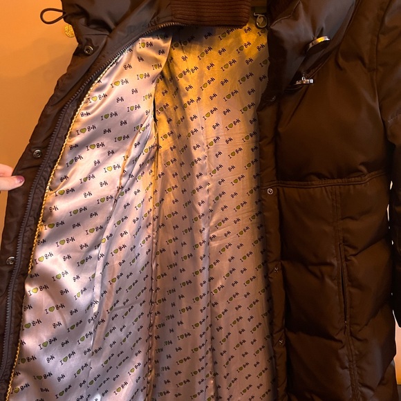 Chocolate Brown Down Filled High Neck Parka with Rear Bow - Picture 2 of 12